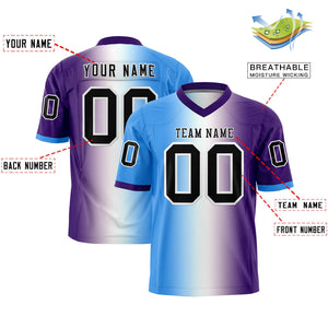 Custom Powder Blue White-Purple Personalized Gradient Fashion Authentic Football Jersey