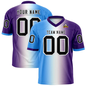 Custom Powder Blue White-Purple Personalized Gradient Fashion Authentic Football Jersey