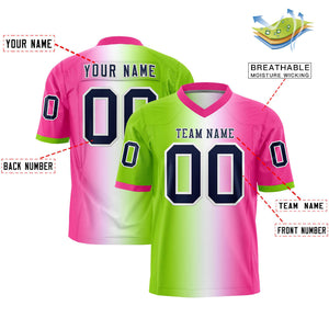 Custom Neon Green White-Pink Personalized Gradient Fashion Authentic Football Jersey