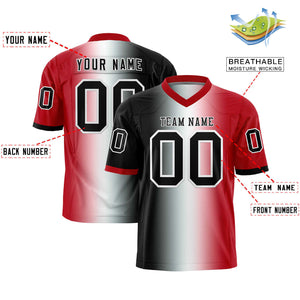 Custom Black White-Red Personalized Gradient Fashion Authentic Football Jersey