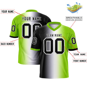 Custom Black White-Neon Green Personalized Gradient Fashion Authentic Football Jersey