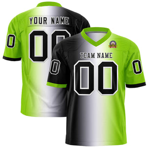 Custom Black White-Neon Green Personalized Gradient Fashion Authentic Football Jersey