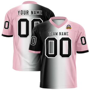 Custom Black White-Light Pink Personalized Gradient Fashion Authentic Football Jersey