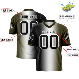 Custom Black White-Olive Personalized Gradient Fashion Authentic Football Jersey