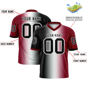 Custom Black White-Crimson Personalized Gradient Fashion Authentic Football Jersey