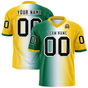 Custom Kelly Green White-Gold Personalized Gradient Fashion Authentic Football Jersey