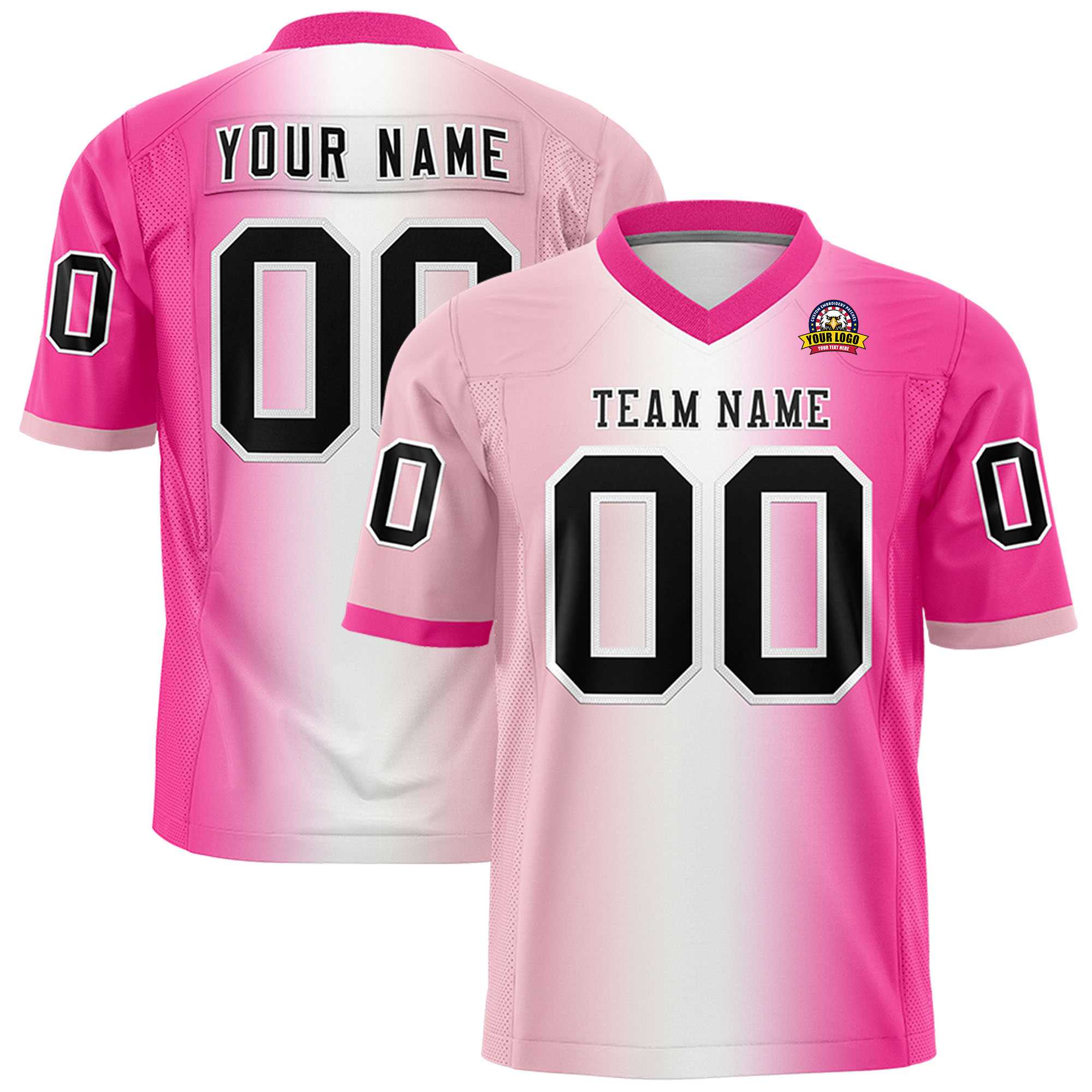 Custom Light Pink White-Pink Personalized Gradient Fashion Authentic Football Jersey