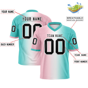 Custom Light Pink White-Bright Green Personalized Gradient Fashion Authentic Football Jersey