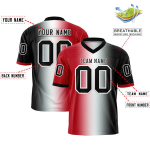 Custom Red White-Black Personalized Gradient Fashion Authentic Football Jersey