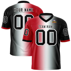 Custom Red White-Black Personalized Gradient Fashion Authentic Football Jersey