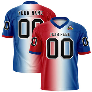 Custom Red White-Royal Personalized Gradient Fashion Authentic Football Jersey