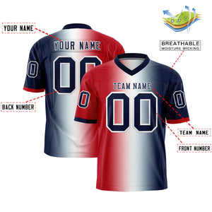 Custom Red White-Navy Personalized Gradient Fashion Authentic Football Jersey