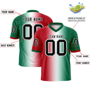 Custom Red White-Kelly Green Personalized Gradient Fashion Authentic Football Jersey