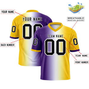 Custom Purple White-Gold Personalized Gradient Fashion Authentic Football Jersey