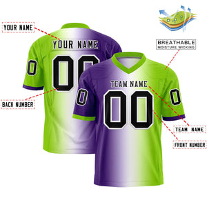 Custom Purple White-Neon Green Personalized Gradient Fashion Authentic Football Jersey