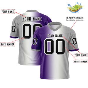 Custom Purple White-Gray Personalized Gradient Fashion Authentic Football Jersey