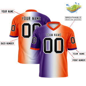 Custom Purple White-Orange Personalized Gradient Fashion Authentic Football Jersey