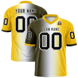 Custom Olive White-Gold Personalized Gradient Fashion Authentic Football Jersey