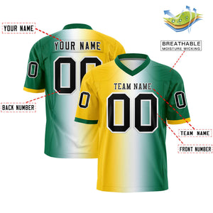 Custom Gold White-Kelly Green Personalized Gradient Fashion Authentic Football Jersey