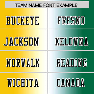 Custom Gold White-Kelly Green Personalized Gradient Fashion Authentic Football Jersey