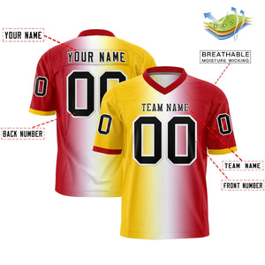 Custom Gold White-Red Personalized Gradient Fashion Authentic Football Jersey