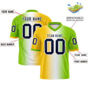 Custom Gold White-Neon Green Personalized Gradient Fashion Authentic Football Jersey