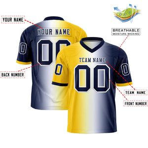 Custom Gold White-Navy Personalized Gradient Fashion Authentic Football Jersey