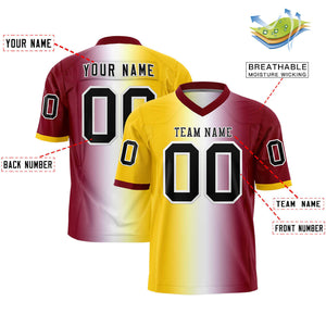 Custom Gold White-Crimson Personalized Gradient Fashion Authentic Football Jersey