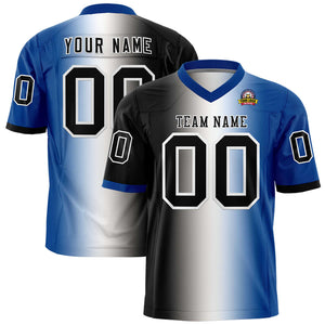 Custom Black White-Royal Personalized Gradient Fashion Authentic Football Jersey