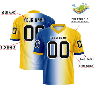 Custom Royal White-Gold Personalized Gradient Fashion Authentic Football Jersey