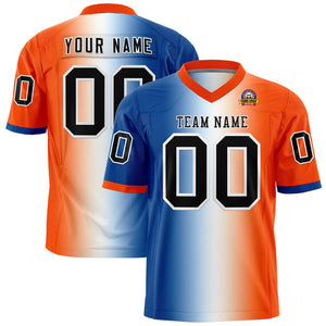 Custom Royal White-Orange Personalized Gradient Fashion Authentic Football Jersey