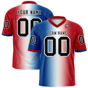 Custom Royal White-Red Personalized Gradient Fashion Authentic Football Jersey