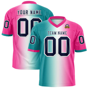 Custom Aqua White-Pink Personalized Gradient Fashion Authentic Football Jersey