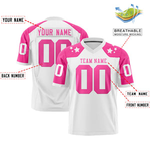 Custom White Pink Personalized Shoulder Star Pattern Authentic Football Jersey