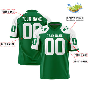 Custom Kelly Green White Personalized Shoulder Star Pattern Authentic Football Jersey