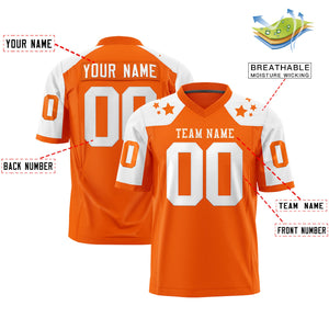 Custom Orange White Personalized Shoulder Star Pattern Authentic Football Jersey