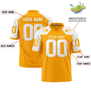 Custom Yellow White Personalized Shoulder Star Pattern Authentic Football Jersey