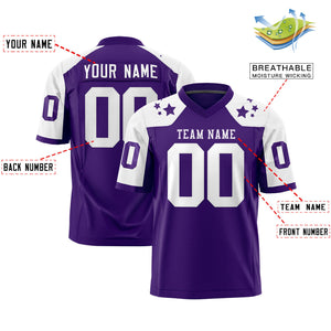 Custom Purple White Personalized Shoulder Star Pattern Authentic Football Jersey