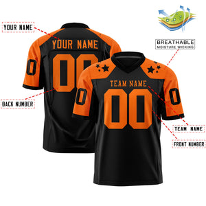 Custom Black Orange Personalized Shoulder Star Pattern Authentic Football Jersey