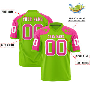 Custom Neon Green Pink Personalized Shoulder Star Pattern Authentic Football Jersey