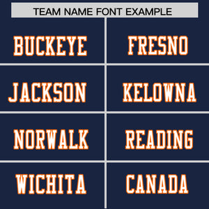 Custom Navy Orange Personalized Shoulder Star Pattern Authentic Football Jersey