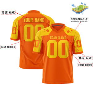 Custom Orange Gold Personalized Shoulder Star Pattern Authentic Football Jersey