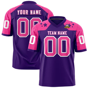 Custom Purple Pink Personalized Shoulder Star Pattern Authentic Football Jersey