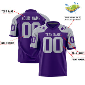 Custom Purple Gray Personalized Shoulder Star Pattern Authentic Football Jersey