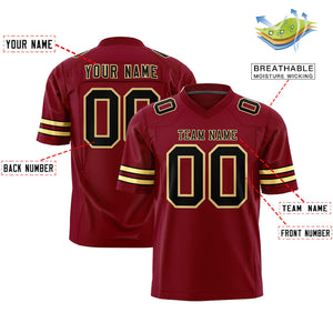 Custom Crimson Black-Khaki Personalized Classic Authentic Football Jersey