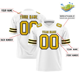 Custom White Yellow-Black Personalized Classic Authentic Football Jersey