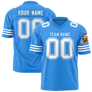 Custom Powder Blue White Personalized Classic Authentic Football Jersey