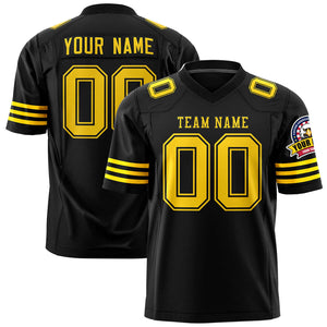 Custom Black Gold Personalized Classic Authentic Football Jersey