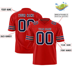 Custom Red Navy-White Personalized Classic Authentic Football Jersey