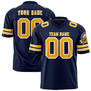 Custom Navy Yellow-White Personalized Classic Authentic Football Jersey